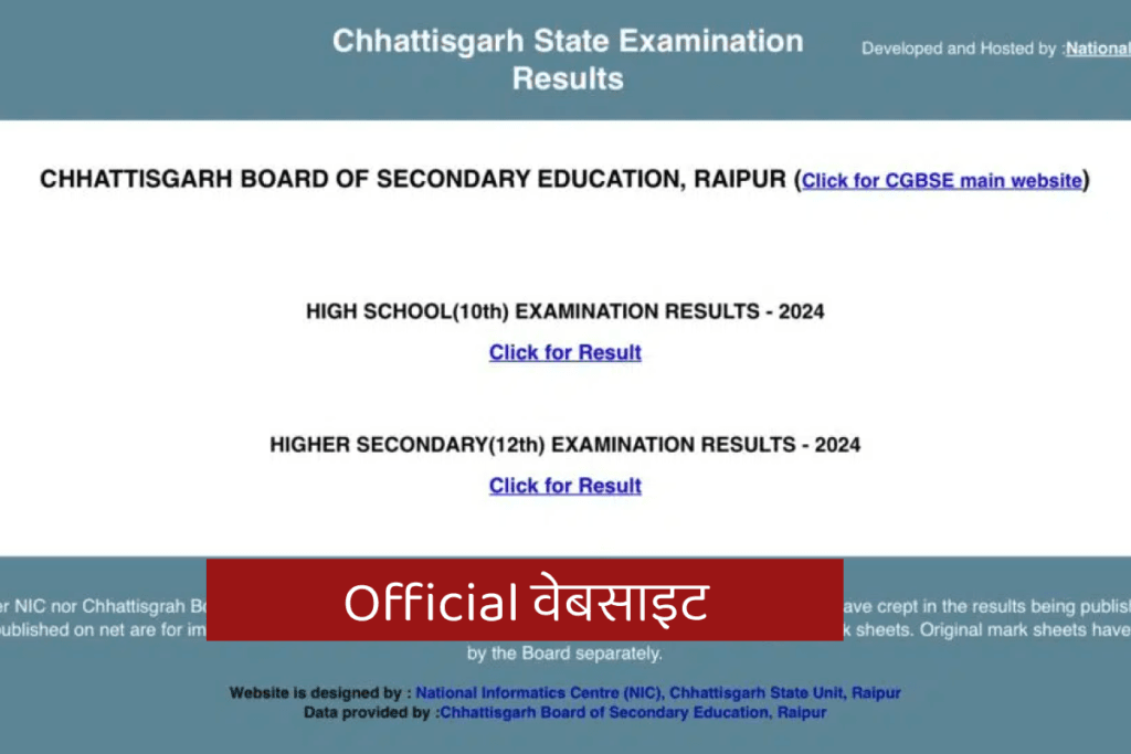 CG Board Class 10 & 12 Result Official Website Photo